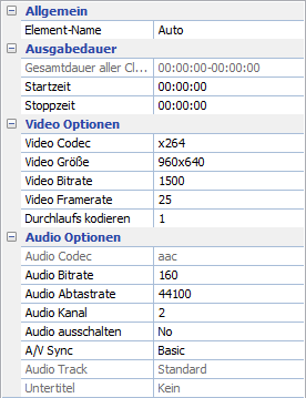 Ausgabeparameter einstellen