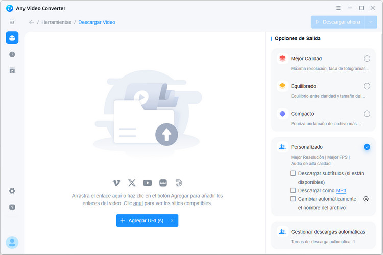 Añadir la URL del vídeo a Any Video Converter