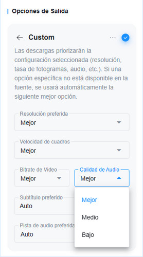 Ajustar la calidad del audio