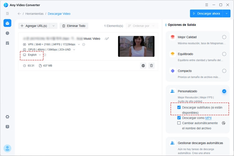 Analizar un vídeo con subtítulos