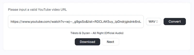 convert youtube to wav with y2wav