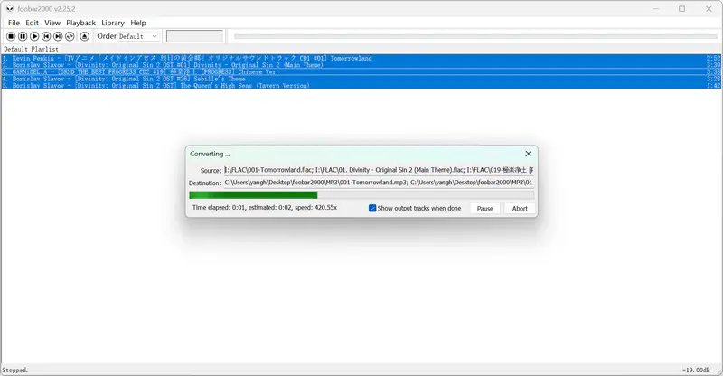 convert flac to mp3 with foobar2000