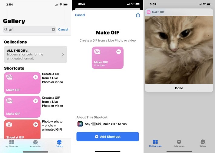 turn live photo to gif with shortcuts 