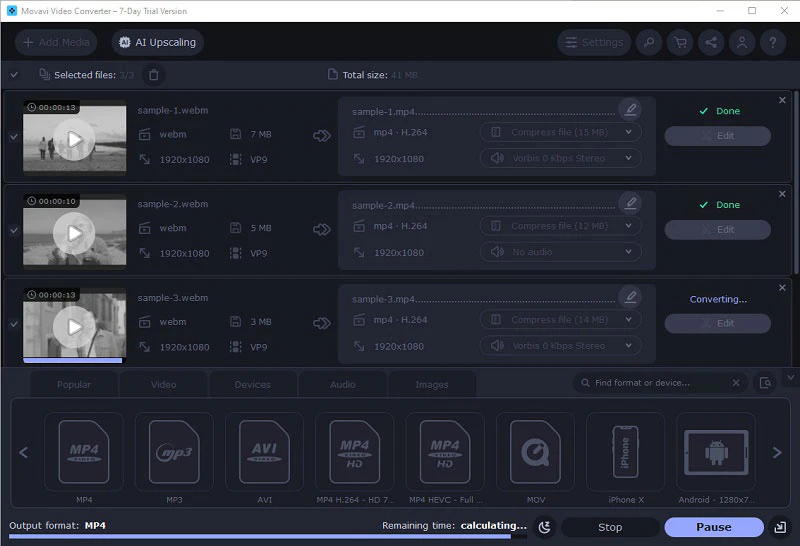 movavi video converter start conversion