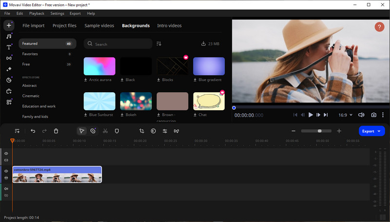 movavi video editor interface