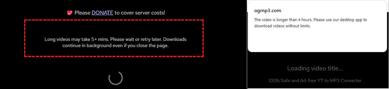 ogmp3 cannot handle long videos