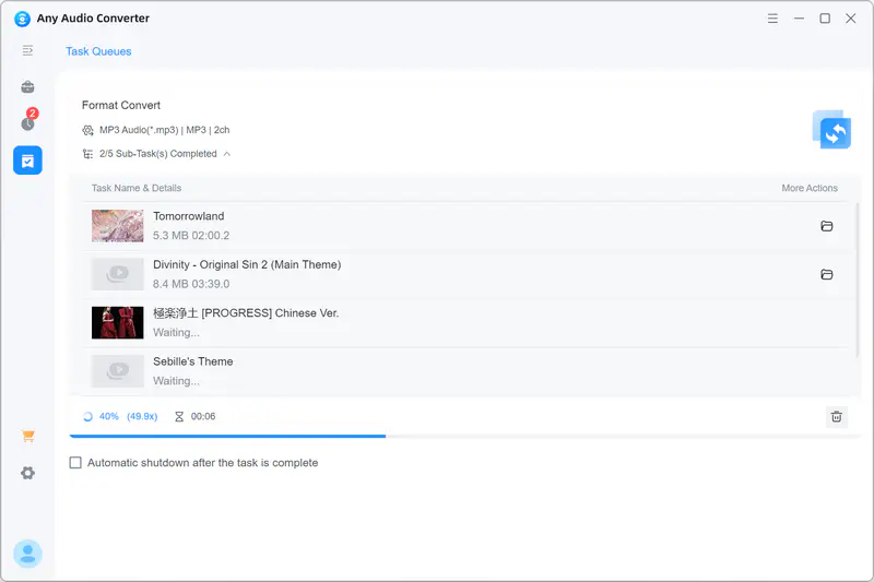 start converting videos or audio to mp3 in any audio converter