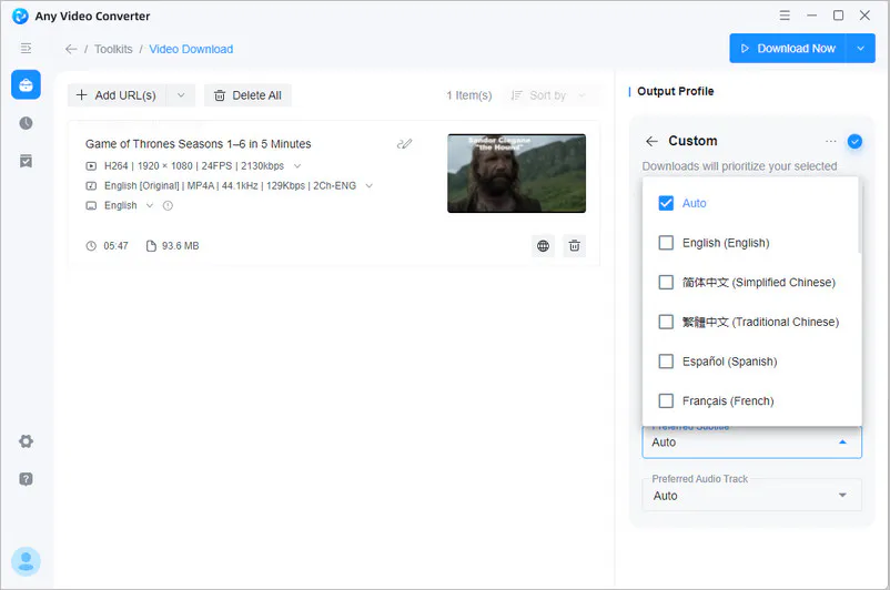 download subtitles with custom mode