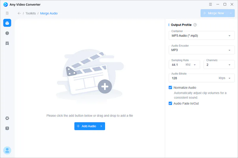 upload audio files in any video converter